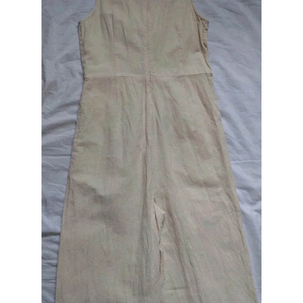 Madewell Linen Blend Jumpsuit Romper Button Front Ivory Boho Womens Size 0 - Picture 12 of 13